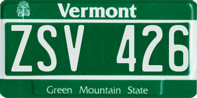 VT license plate ZSV426
