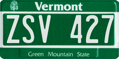 VT license plate ZSV427