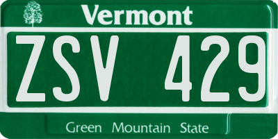 VT license plate ZSV429