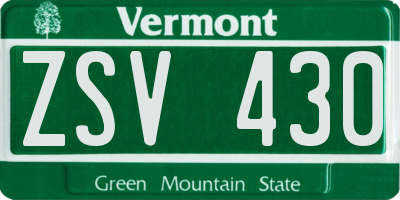 VT license plate ZSV430