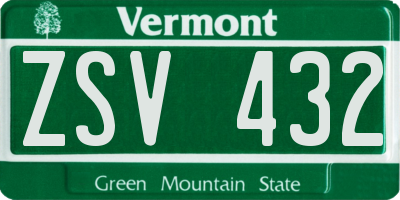 VT license plate ZSV432