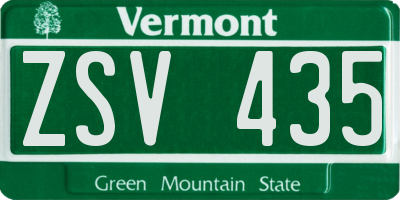 VT license plate ZSV435