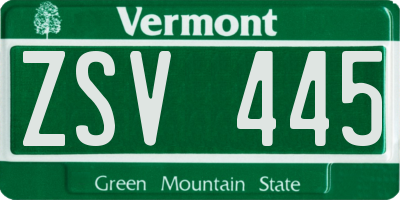 VT license plate ZSV445