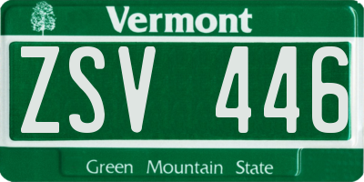 VT license plate ZSV446