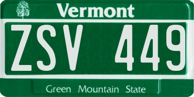 VT license plate ZSV449