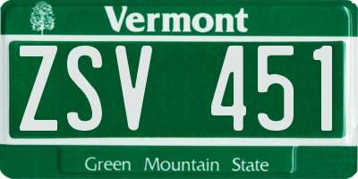 VT license plate ZSV451
