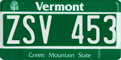 VT license plate ZSV453