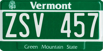 VT license plate ZSV457