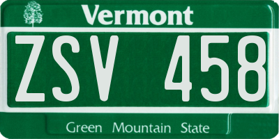 VT license plate ZSV458