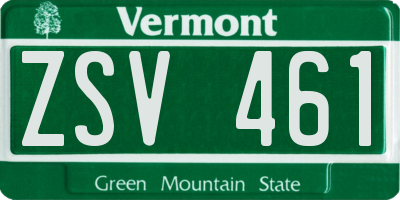 VT license plate ZSV461