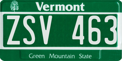 VT license plate ZSV463