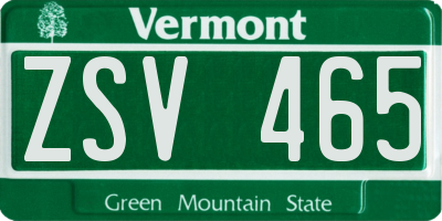 VT license plate ZSV465