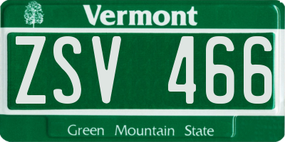 VT license plate ZSV466