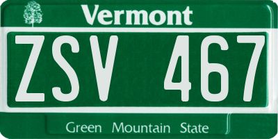 VT license plate ZSV467