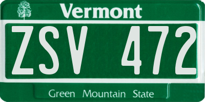 VT license plate ZSV472