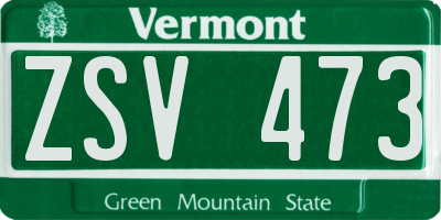 VT license plate ZSV473