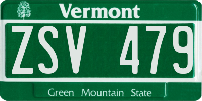 VT license plate ZSV479