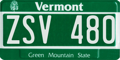 VT license plate ZSV480