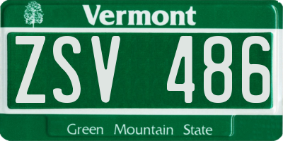VT license plate ZSV486