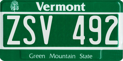VT license plate ZSV492