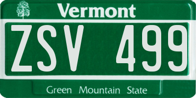 VT license plate ZSV499