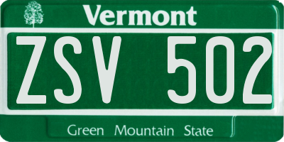 VT license plate ZSV502