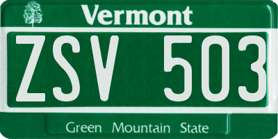 VT license plate ZSV503