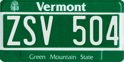 VT license plate ZSV504