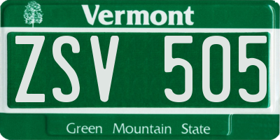 VT license plate ZSV505