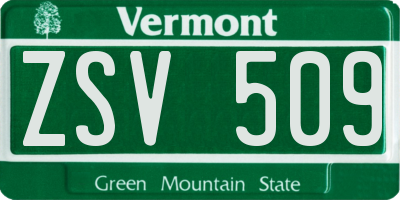 VT license plate ZSV509