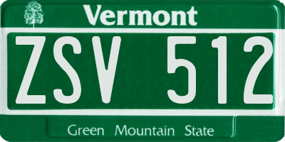 VT license plate ZSV512