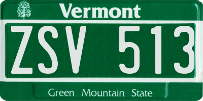 VT license plate ZSV513