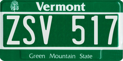 VT license plate ZSV517