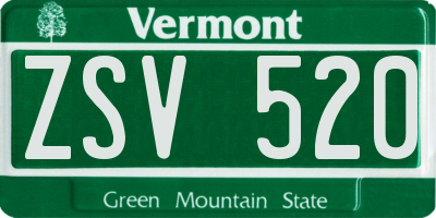 VT license plate ZSV520