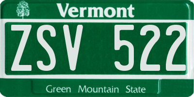 VT license plate ZSV522