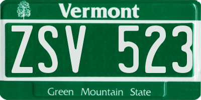 VT license plate ZSV523