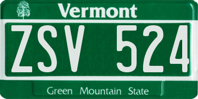 VT license plate ZSV524