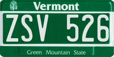 VT license plate ZSV526