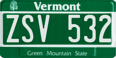VT license plate ZSV532