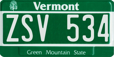 VT license plate ZSV534