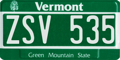 VT license plate ZSV535