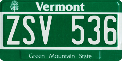 VT license plate ZSV536