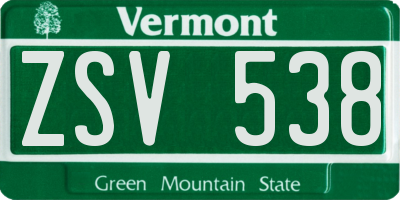 VT license plate ZSV538