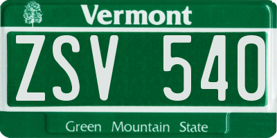 VT license plate ZSV540