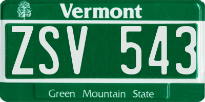 VT license plate ZSV543