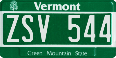 VT license plate ZSV544