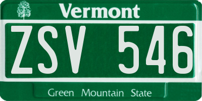 VT license plate ZSV546