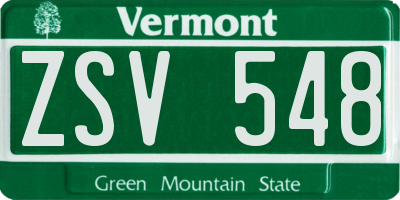 VT license plate ZSV548