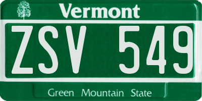 VT license plate ZSV549