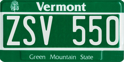 VT license plate ZSV550